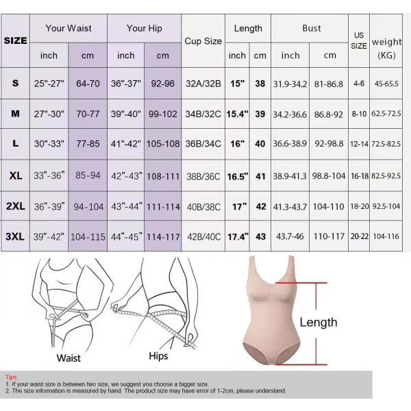 Kvinnor Seamless Shapers Bodysuit Underkläder Shapewear L till XXXL Svart Skin Mage Control Butt Lifter Bantningsrem Beige L