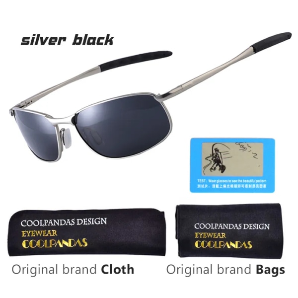 CoolPandas 2022 polariserade solglasögon Herr Märkesdesigner Liten lins Solglasögon Herr Solglasögon för körning gafas oculos de sol UV400 silver black Polarized lens