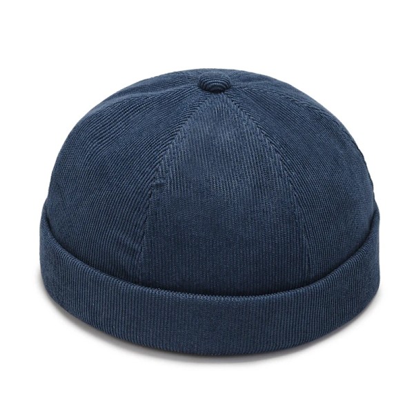 Modeherrar Bomulls Skullies Keps Vintage Kupolhatt Solid Street Bärbar Hatt Sommar Multifunktionell Beanie Hatt Hip Hop Hattar Navy Blue
