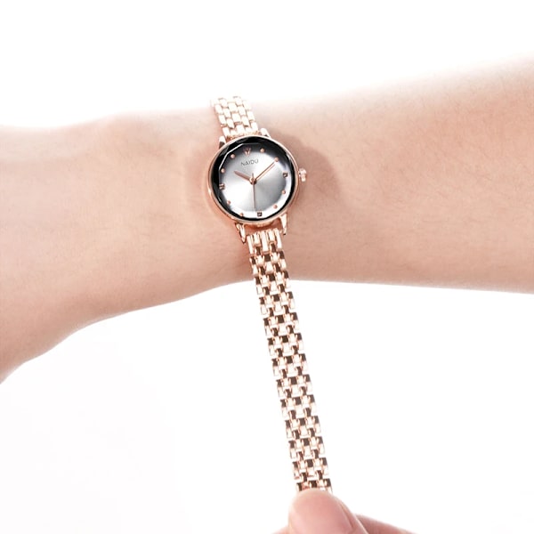 Damklockor Watch Quartz Ny NAIDU Rose Gold Klänning Armbandsur Casual Relogio Feminino Reloj Mujer Kol Saati Brown