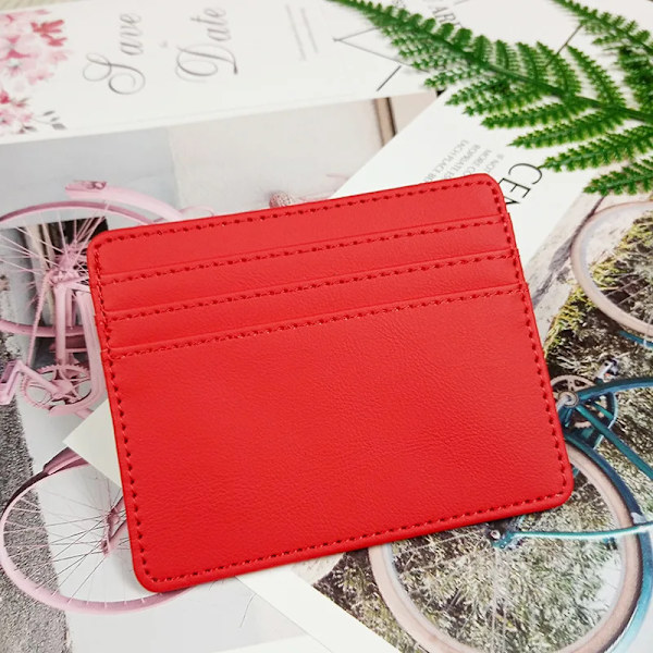 1 st Nytt mode för män/kvinnor Mini-ID-kort Business Case PU-läder Ultratunt Case Student case red