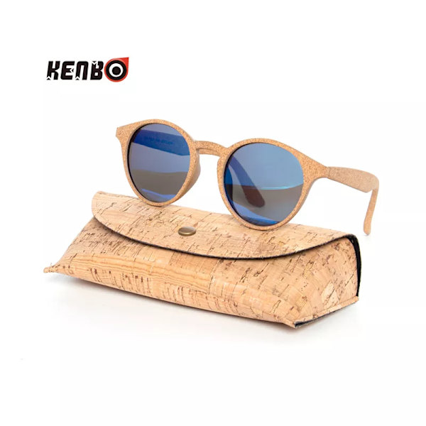 Kenbo högkvalitativa runda trä Bambu korn polariserade solglasögon med case Mode kvinnor Man nyanser trä solglasögon C24(with case) As Picture