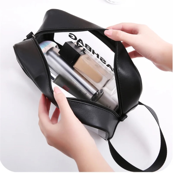 Kvinnor Bärbar Resetvättväska Kvinna Transparent Vattentät Makeup Förvaringspåse Stor kapacitet Kosmetisk Organizer Case Small  pink
