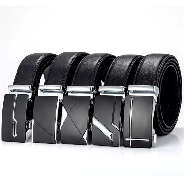 140 cm 150-160 cm Automatiskt spänne manbälte Äkta läder Designermode för lyxigt koskinn Högkvalitativt märkesbälte för man Belt body 115cm