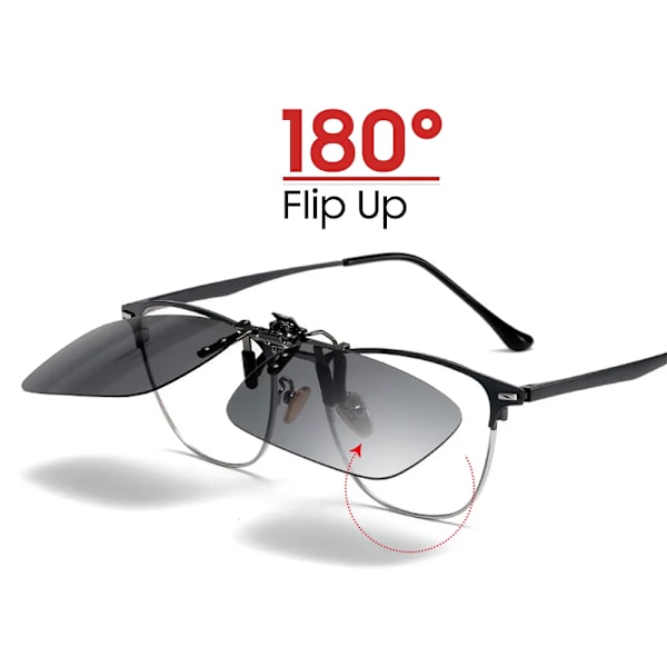 VIVIBEE Spegel Blå Flip Up Clip on Solglasögon Fiske Män Fyrkantig polariserad lins Metall Night Vision Körning UV400 Dam Glasögon 2 Jasper Without Plastic Case