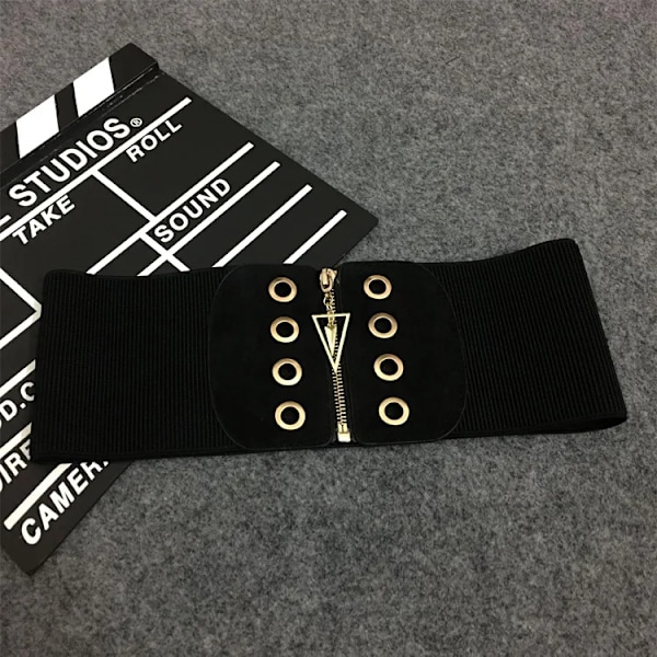 Kvinnor Ultrabredt Korsettbälte Kvinnligt Mode Smal Svart Elastisk Kroppsstil Klänning med hög midja Stretchbälten För Kvinna Midjeband 101 Black Free Size