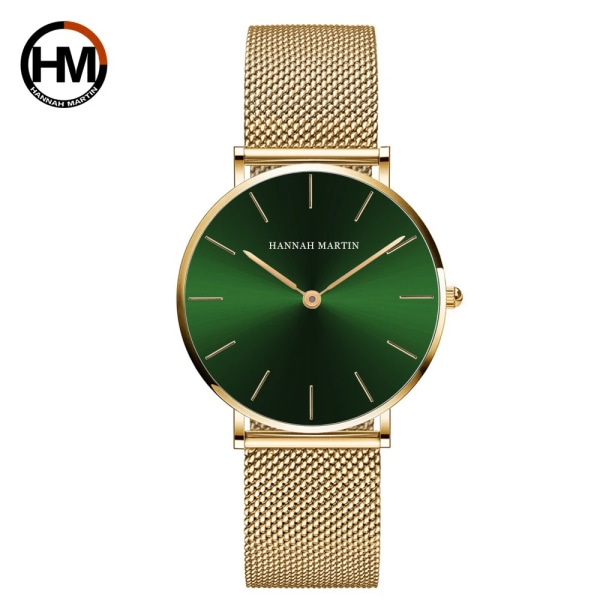 Japan Quartz Movement High Quality 36mm Hannah Martin Dam Rostfritt stål Mesh Rose Gold Vattentät Watch CV36WJJ