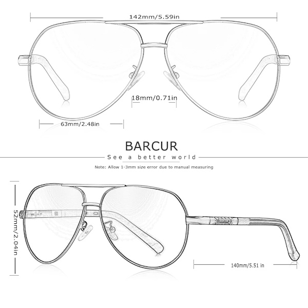 BARCUR Solglasögon för män Polarized UV400 Skydd Körning Solglasögon Kvinnor Man Oculos de sol Gun Gray BARCUR