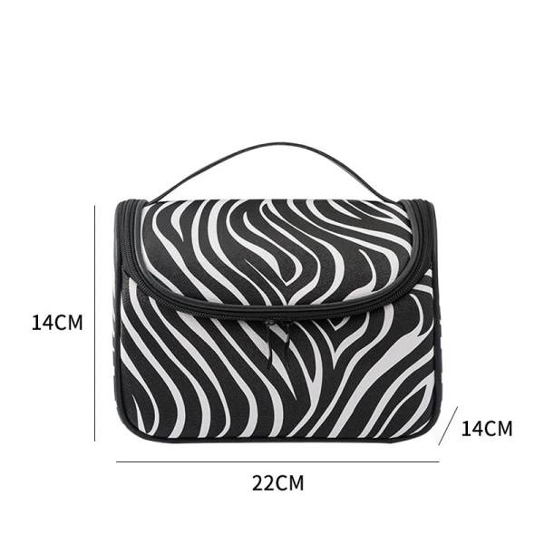 FUDEAM Läder Zebra Bärbar Kvinnor Kosmetikaväska Multifunktions resor Toalettartiklar Förvaring Organisera Handväska Vattentät case Type 5