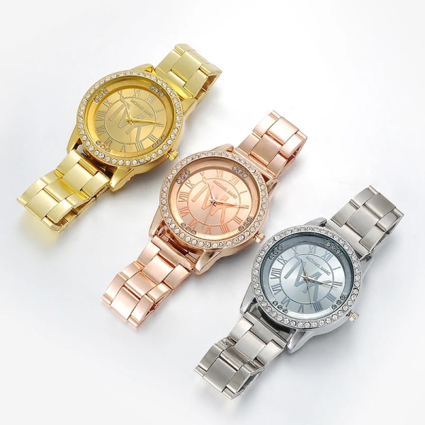 Reloj Mujer Lyx Watch Topp Märke Mode Diamant Watch Rostfritt stål Klocka Hot zegarek damski Montre Femme Rose