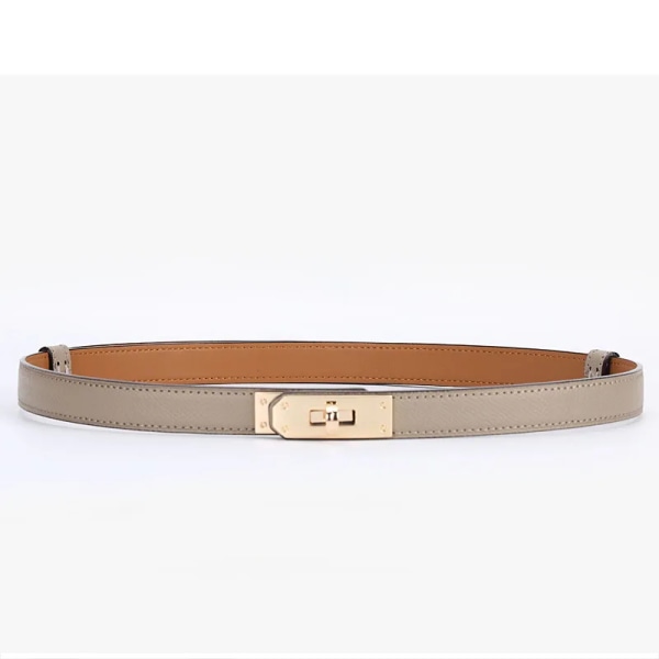 2022 Nytt lyxvarumärke högkvalitativt kvinnor i äkta läder 1,8 cm bredd Bälten Golden Lock Spänne Klänning Jeans Tröja Midjeband Bälte Gray 105CM