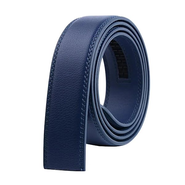 HIDUP Bra kvalitet äkta läder Automatisk modellbälte för män Endast blå färgrem utan spänne 3,5 cm bredd LUWJ17 Blue 130cm 41to42 Inch