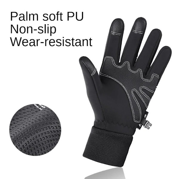 Vintervarma vattentäta handskar för män Kvinnor Thermal fleece Snow Ski Snowboardhandskar Cykling Cykel Cykel Utomhussporthandskar Black M