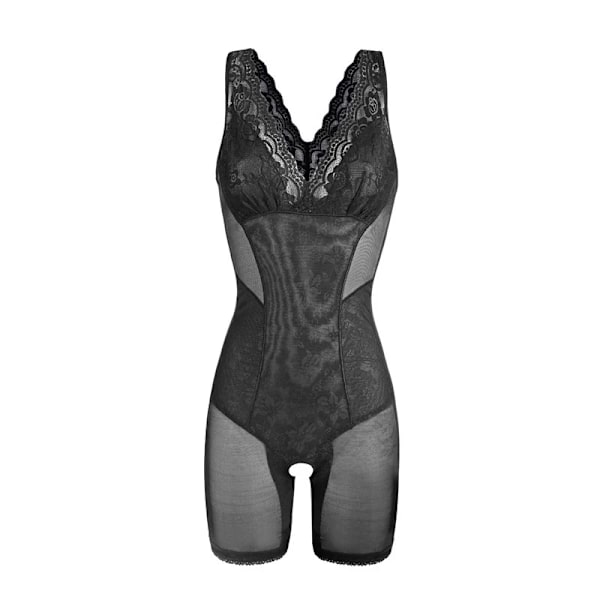 Sexig spets volang Body Shaper Korsetter Dam Bantning Tighting Body Waist trainer Magkontroll Underkläder Formningskorsett Black 3XL