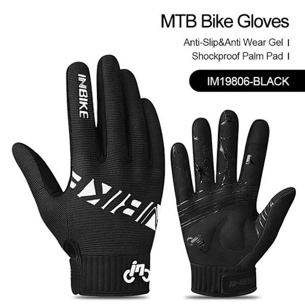 INBIKE Cykelhandskar Pekskärm MTB Cykelhandskar Sport Stötsäker Helfinger Reflekterande Vinter Vår Cykelhandske IM19806 IM19806-Black M