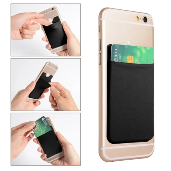 9,9*5,5 cm Dammodeadhesiv Elastisk Lycra Mobiltelefon Case Herr ID Kreditkortshållare Pocket Stick 2019 Black