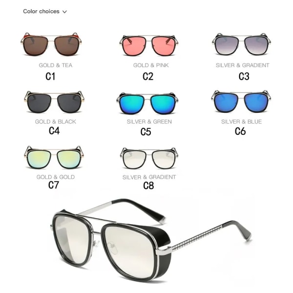 Iron Man 3 Matsuda TONY stark Solglasögon Herr Rossi Coating retro Vintage Designer Solglasögon Oculos Masculino Gafas del UV400 9-XY62-C1 as other