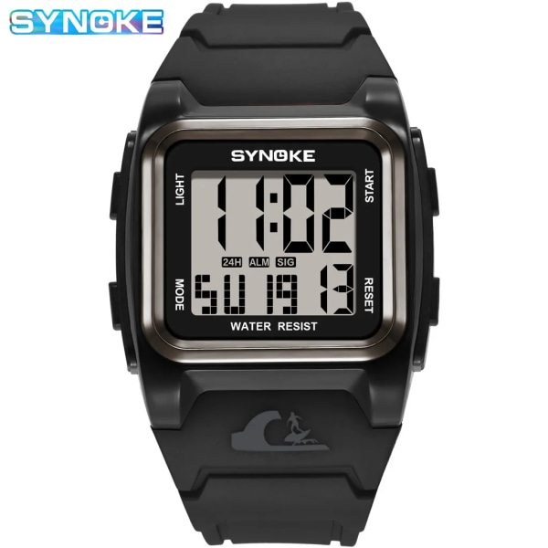 SYNOKE Herrklockor Vattentät Big Dial Digital Sports Watch Väckarklocka Multifunktionsklockor för män Relogio Masculino Green