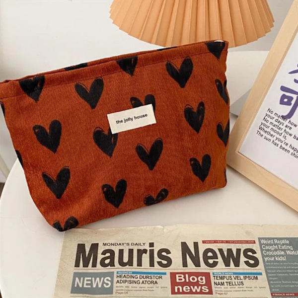 Manchester Hjärtmönster Print Kosmetikväska Tvättväska Kvinnor Resor Kosmetikpåse Skönhet Förvaringsväska Make Up Organizer Clutchväska Leopard print