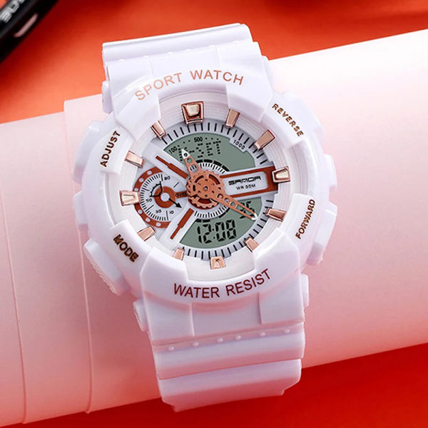 Dam Klockor Män Sanda Top Märke Lyx Rosa Lover Watch Klocka Quatz LED Digital Sport Watch för Dam Män Vattentät black rose men