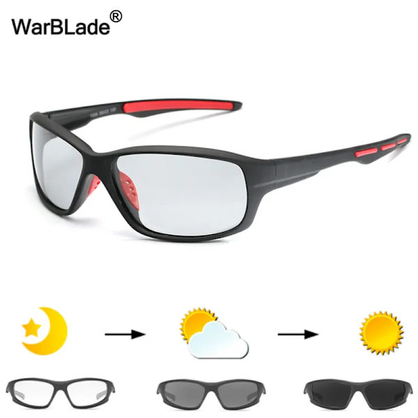 WarBLade Photochromic Solglasögon Män HD Polariserade Solglasögon Man Körglasögon Kameleontglasögon Dag Nattkörning Glasögon B1037