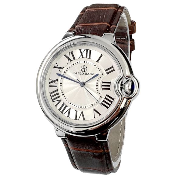 PABLO RAEZ 2023 Nytt toppmärke Lyxmode herrklockor Sportkalender i äkta läder Drop Causla Relogio Masculino No date Brown 42mm