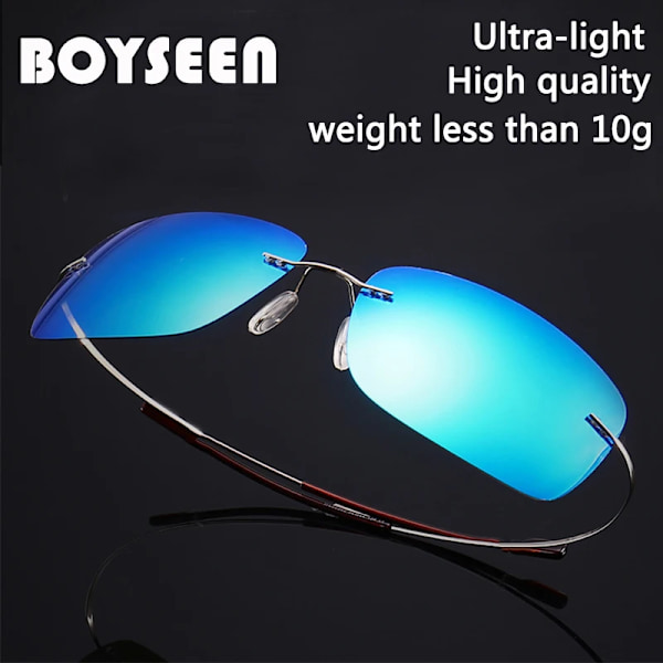 2021 NYHET Coola 100 % rent titan båglösa solglasögon Polariserade linser Grå Supertunna linser Solskyddad UV-skydd UV400 Oculos C3 Mercury lens Other