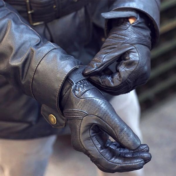 Äkta Läder Motorcykelhandskar Herr Hög Kvalitet Getläder Atv Mx Motocrosshandskar Racing Ventilerande Pekskärm Guantes M