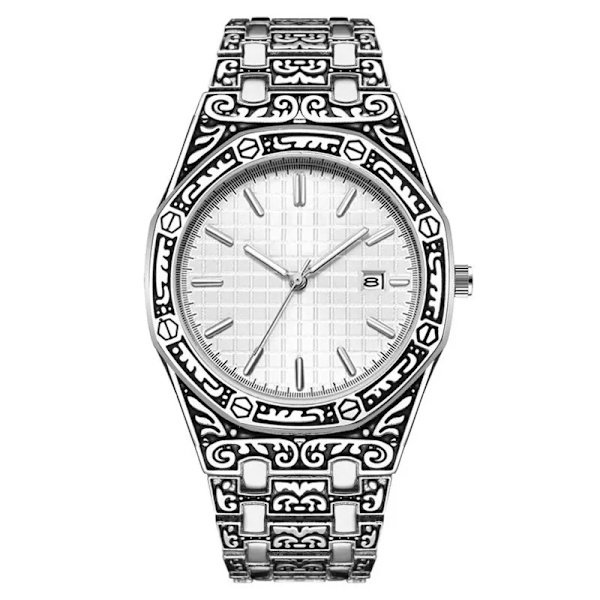 Nya heta klockor Mode män watch i rostfritt stål Lyxkalender Quartz Armbandsur Business Klockor Man Klocka Relogio Masculino Black silver