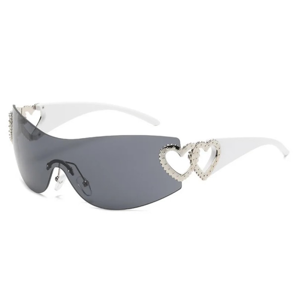 Lyxiga Punk Sportsolglasögon Dam Märkesdesigner Y2K One Piece Solglasögon Män Goggle Shades UV400 Femstjärniga modeglasögon B-silver gray 1 pair