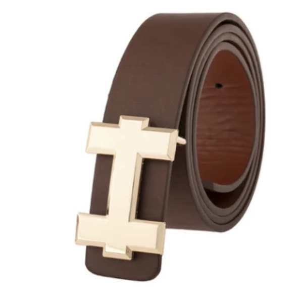 Designbälten Casual läderrem för unisex modebälte Kända märke H-spänne gold-coffee match waist 90-120cm
