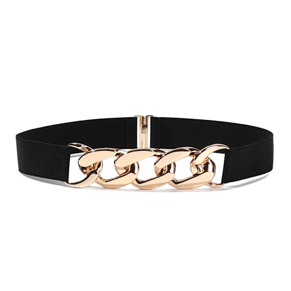 Elastiskt Kvinnor Bälte Punk Mode Kvinnor Elastiska Bälten Guld Silver Metall Kedja Midjerem För Klänning Rock Kostym Dekorativt midjeband gold Style1 Elastic