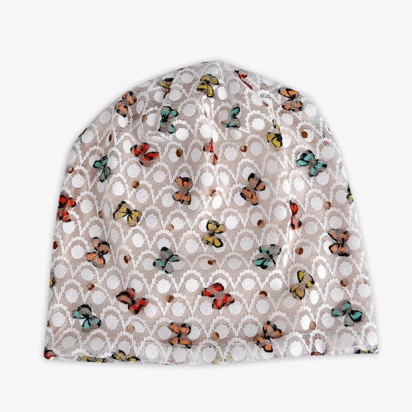 Dam Outdoor Vindtät Cykling Solhatt Stickad Vår Sommar Fjäril Andningsbar Mesh Spets Gravid Skydd Beanie Mössa U95 Black Plush