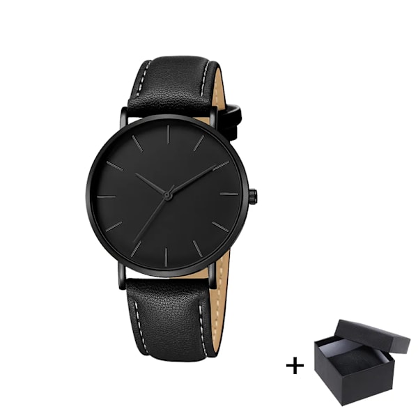 Watch 2022 Lyxmode Enkel Armbandsur Läder Guld Urtavla Casual Man Brecalet Quartz Clock Vip-länk för droppe 567 Black
