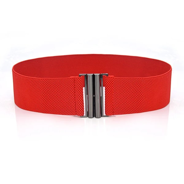 Brett resårbälte Enfärgad korsettbälte Metallspänne Dammode Cummerband Stretch Cinch midjeband Dam midjebälte style 1-red One Size