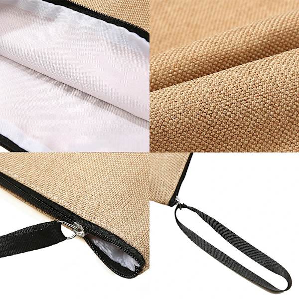 Tjejsminkväska print Klassisk organizer Festtoalettsaker Linne Dragkedja Organizer Tote Förvaringspåse Present C 003 (Linen)