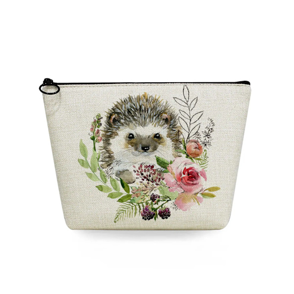 2022 tecknad igelkottsblomma printed kosmetisk väska för kvinnor Harajuku Casual Makeup-väskor Bärbar rese-toalettväska Case sn5715 Hedgehog Bag