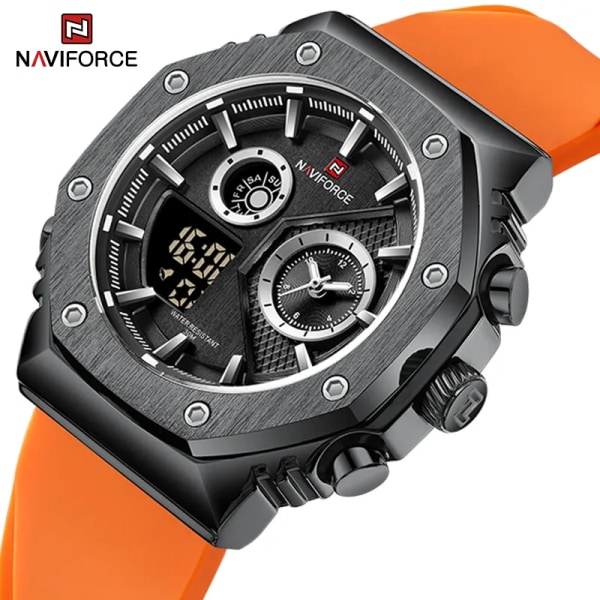 NAVIFORCE Fashion Watch for Man Toppmärke Silikon Vattentät Sport Herrklockor Automatisk Date Militär Armbandsur Reloj Hombre SBY-BOX