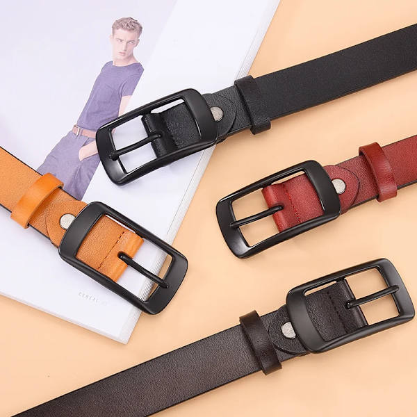 DINISITON Bälten för kvinnor för kvinnor Äkta läderbälte Mode matchande band Kohud Casual Designerbälte av hög kvalitet Red 115cm