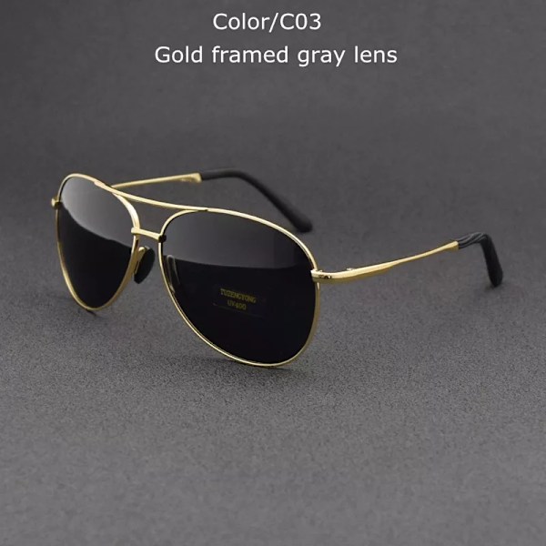 TUZENGYONG 2023 Brand Alloy Herrsolglasögon Polarized UV400 Lens Solglasögon För Herr Pilotglasögon Oculos de sol Hög kvalitet T8013 C03 no box