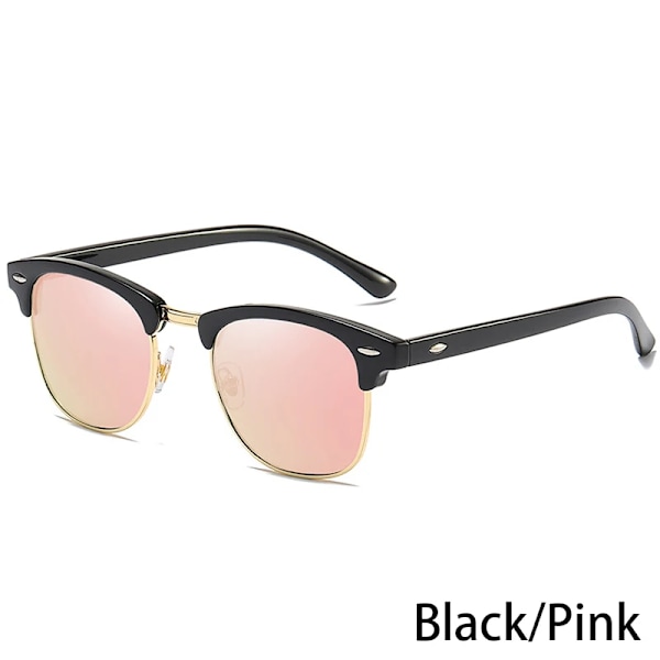RUOBO Klassiska polariserade solglasögon för män Kvinnor Märkesdesign Körspegel Yta Lins Solglasögon Goggle UV400 Gafas De Sol Black-Pink Silver Frame