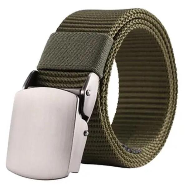 2022 Ny Canvas Herrbälte Mode Svart Nylon Utomhus Metall Automatiskt Spänne Casual All-match Lyxbälte Hane Army green 100cm