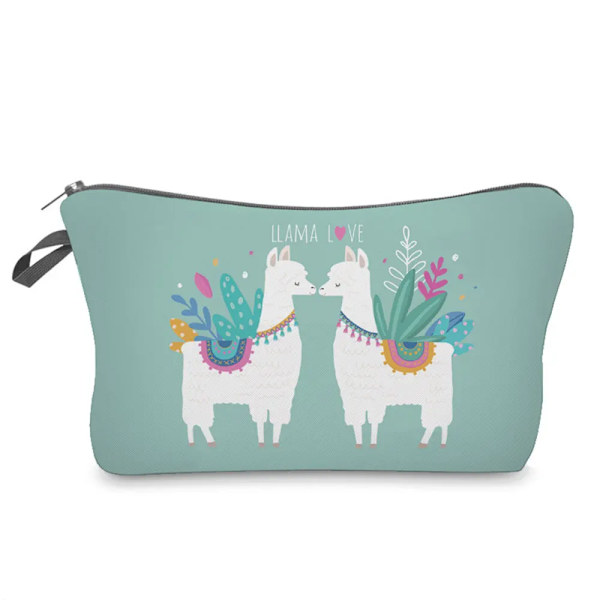 Sminkväska Värmeöverföring Härlig kosmetisk väska med print Liten toalettväska för damer och flickor Presenter Högkvalitativt case 307-8 Alpaca Bag