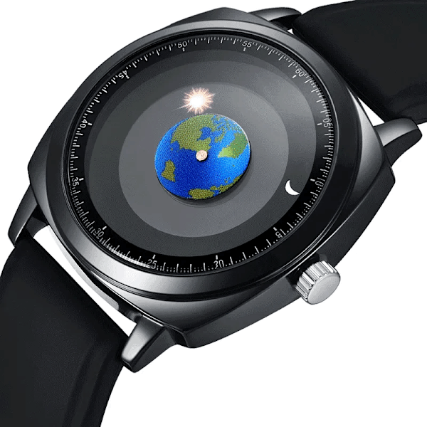 ADDIES Mode Personlighet Kreativ Rotation Earth Watch Silikon Läder Kvarts Sportklockor Män Watch relogio masculino Leather strap