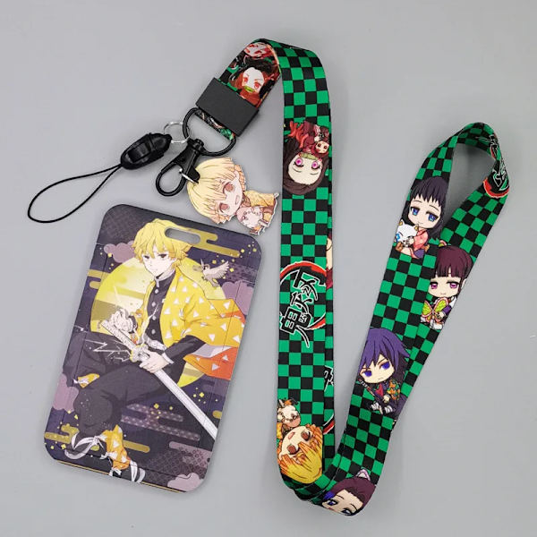 1 Set Demon Slayer Anime Kortfodral Kort Nyckel Lanyard Cosplay Badge ID-kort Hållare Halsband Nyckelringar Kamado Nezuko GMP-L