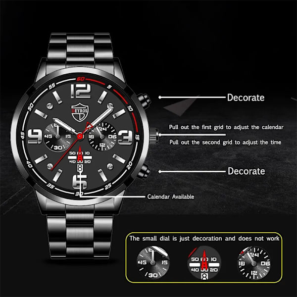 Lyxmode Herrklockor Herr Business Watch i rostfritt stål Quartz Silver White
