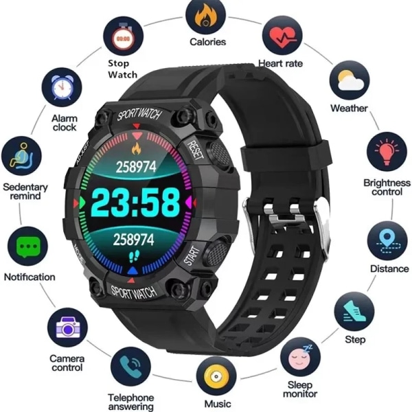NY FD68S Smart Watch Men Chils Bluetooth Smartwatch IP68 Touchscreen Fitness Armband Sport Fitness Smart Band för IOS Android Black
