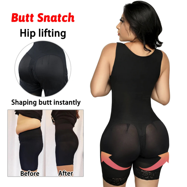 Fajas Reductoras Body Shaper Slimming Slida Flat Belly Shapewear Magkontroll Body Efter förlossning livstycken Gördlar Kvinna Korsett Black XXL