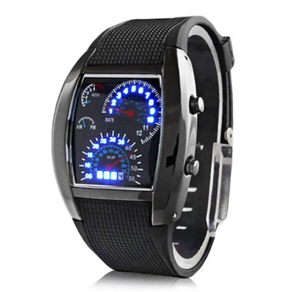 HET FÖRSÄLJNING！！！New Arrival Mode Män Kvinnor LED Digital Dashboard Mönster Urtavla Sport Armbandsur Watch White