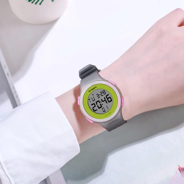 Digitala damklockor Ultratunna 50 m vattentät watch för damer Led elektronisk kvinnlig klocka Damarmbandsur Reloj Mujer Gray Watch